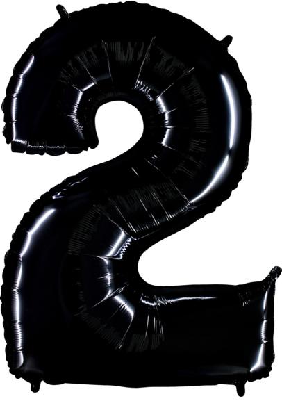 Folienballon - Zahl 2: Schwarz - ø 102cm